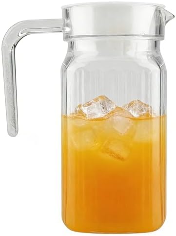 17 oz Small Plastic Carafe with Lid and Spout, 500ml Small Clear Water Jug for Hot/Cold Water, Iced Tea Pitcher for Coffee, Mini Juice and Homemade Beverage Carafe (500ml) by Unknown