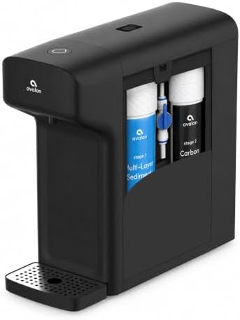 Avalon Countertop Water Filter System, NSF Certified Dual Filtration, Non Electric Dispenser with Drip Tray, Black by AvalonWater