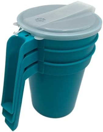 28 oz Water Pitcher with Straw Port Lid – Turquoise Patient Care Pitcher with Easy Grip Handle for Elderly, Nursing Homes, Hospitals- 3 pack - Image 4