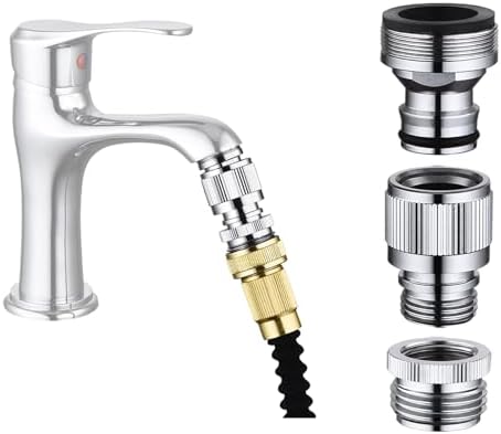 Kitchen Sink Faucet Quick Connector, Sink Faucet to Garden Hose Adapter, Dishwasher/Washer Snap Coupling Adapter, Faucet to Hose Adapter for Kitchen/Bathroom/Shower Hose by happywins