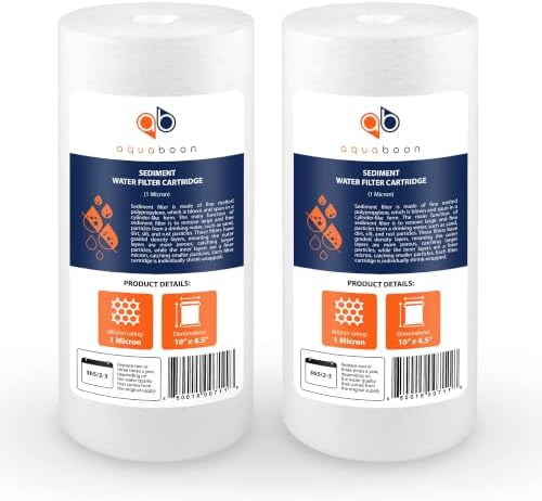 Aquaboon Whole House 1 Micron Water Filter 10 x 4.5 Against Sediment 2-Pack by Aquaboon