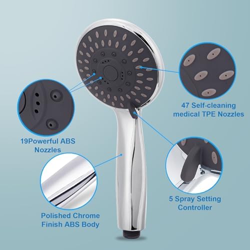 Briout High Pressure Handheld Shower Head 5-Settings with Hard Water Filter - Image 4
