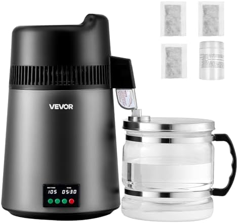 VEVOR Water Distiller, 6L/1.6 Gallon Larger Pure Water Purifier Filter for Home Table Countertop, 900W Glass Pot Distilled Maker, Stainless Steel Interior Drinking Machine to Make Clean Water by VEVOR