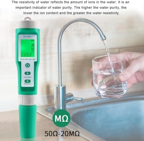 Hydrogen Water Tester 10 in 1 Resistivity/Fertility/H2/pH/TDS/EC/ORP/S.G/Salt/Temp Meter with ATC pH Meter,0.01 High Accuracy pH Tester Digital,TDS Meter PPM Meter for Drinking,Hydroponics,Pool. - Image 5