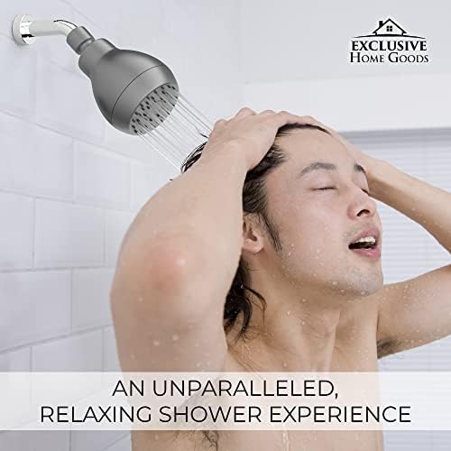 High Pressure Shower Head - Powerful Deluxe Bathroom Showerhead with Strong Spray Stream and Small Silicone Nozzles - Universal Fit Works with High and Low Water Flow Showers Matte Charcoal -1.8 GPM - Image 6
