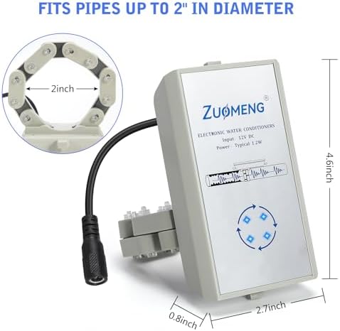 Electronic Water Descaler, Zuomeng Whole House Descaler with High Efficiency in Dissolving Scale for 5000-10000 sq ft Homes, 2” Pipes, Water Softener Alternative, No Chemicals, Salt or Filters - Image 6
