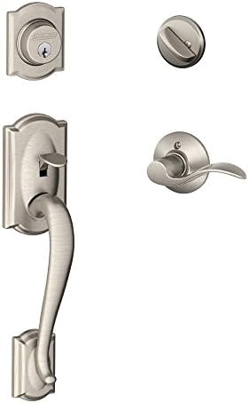 SCHLAGE Lock Company Camelot Single Cylinder Handleset and Left Hand Accent Lever, Satin Nickel (F60 CAM 619 ACC LH) by Unknown