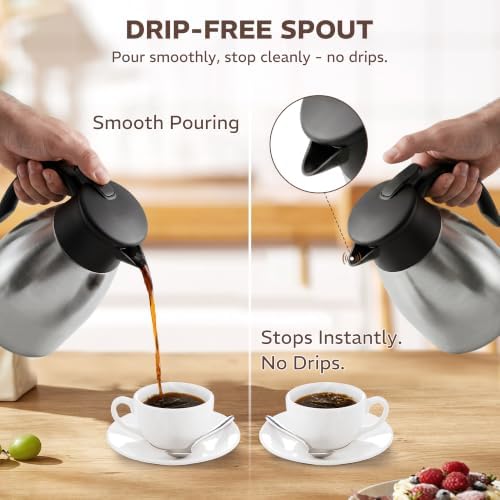 Thermal Coffee Carafe for Keeping Hot – 34OZ Insulated Small Coffee Pot - Image 6