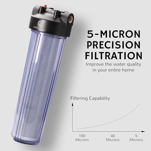 Airthereal Whole House Water Filter Housing, Sediment Filters for Well and City Water, 20"x4.5" Sediment Whole House Water Filter Cartridges with 3/4" NPT Port, Pre-Filtration System (Clear Housing) - Image 5