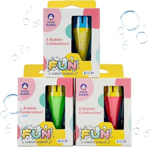 Uncle Bubble Mini Bubble Blower, 3 Colors Family Set for Kids by UncleBubble