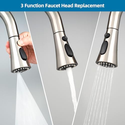 Universal Kitchen Faucet Head, 3 Modes, 15 Adapters Kit, Brushed Nickel - Image 3