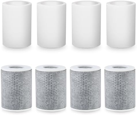 8 PCS Faucet Filter Cartridge Replacement for Kitchen & Bathroom Sink, 4 PP Cotton Fiber 4 Carbon Fiber for Faucet Extender Improve Water Conditions Removes Chlorine Fluoride Heavy Metal by BREADEEP