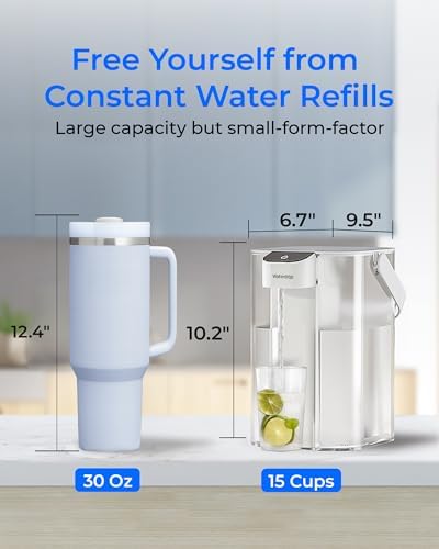 Waterdrop ED01AW Alkaline Electric Water Filter Pitcher, 15-Cup, White - Image 3