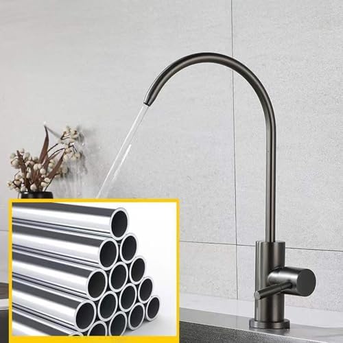Stainless Steel Kitchen Sink Water Filter Drinking Swan Neck Tap Single Cooling Plating,Gray - Image 3