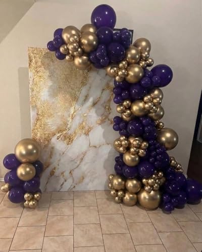 Purple and Gold Balloon Garland Arch Kit - Dark Purple and Metallic Explosion Gold Star Balloons for Birthday Graduation Baby Shower Adults Prom Luxury Violet Royal Party Decorations - Image 7