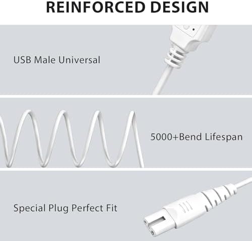 Water Flosser Charger Replacement for COSLUS, Nicwell, Nicefeel, Hangsun, Aquasonic, MOSPRO, Oralfree, Tovendor, Initio, McNaval, Zerhunt and Cremax Oral Irrigator Water Flosser 4FT/120CM (White) - Image 4