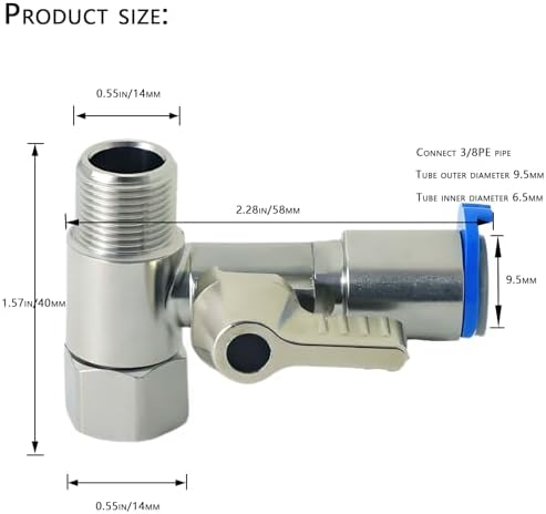 LYMLHVTG 9/16"x9/16"x3/8" Stainless Steel Tee Stop Valve - Image 3