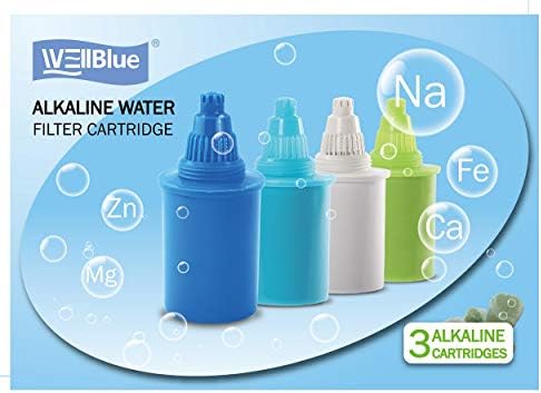 Alkaline Water Replacement Filter 3 Pieces - Pioneer in the Market WellBlue Compatible with many Brands (Light Blue) by EHM