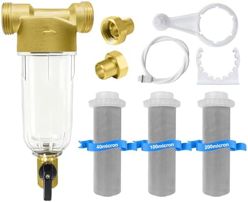 Spin Down Sediment Filter 40/100/200 Micron, Reusable Water Filter System by POHIR