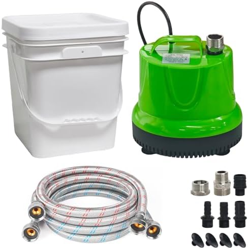 Tankless Water Heater Flushing Kit Includes 1/6HP Submersible Utility Water Pump with Adapters & 3 Gallons Pail & Hoses & Suction Cup Stabilizer, Efficient Cleaning Heater Flush Kit by Goyappin