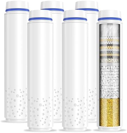 PWERAN 6 Pack Shower Filter for Handheld Shower Head,15 Stage Replacement Filters for Hard Water Remove Chlorine,Water Softener Filters Beads for Harmful Substances by Sipaote