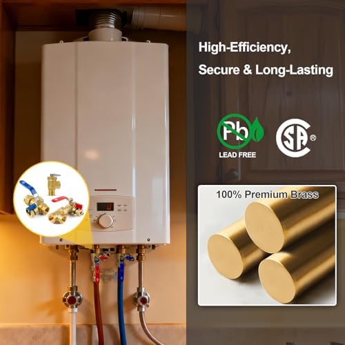 3/4 Inch Tankless Water Heater Valve Kit with Pressure Relief Valve and Gas Connectors,Clean Brass & NPT Thread - Image 5