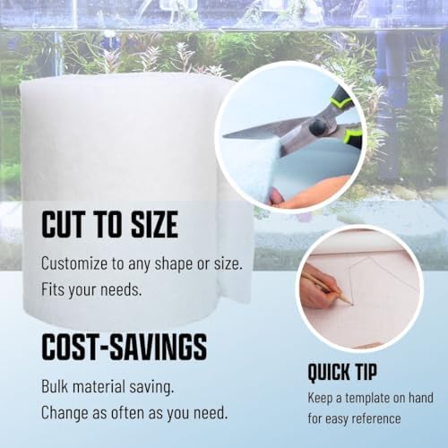 Premium Aquarium Filter Media Pad - Cut-to-Fit Roll, Fresh and Saltwater Safe, Blue & Dye-Free Options, Made in USA (Dye Free, 12"x96" (8 ft) x 0.75") - Image 3