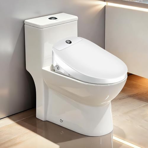 Electric Bidet Toilet Seat, Filtered & Unlimited Warm Water, 8 Modes Spa Wash, Warm Air Dryer, Heated Seat, Self-Clean Stainless Steel Nozzle, HD Night Light. 10-year warranty. (TB-48E,Elongated) by VIDEC
