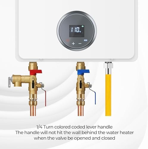 FOGATTI 3/4 Inch IPS Isolator Tankless Water Heater Industry Leading Service Valve Kit with Pressure Relief Valve, Upgraded Clean Brass Construction - Image 2