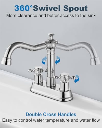 Aolemi 4 Inch Centerset Bathroom Sink Faucet 2 Handle Polish Chrome - Image 2