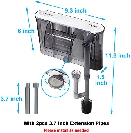 DaToo Aquarium Hang On Filter Small Fish Tank Hanging Filter Power Waterfall Filtration System for 20 to 30 Gallon Aquariums - Image 2