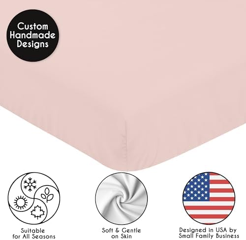 Sweet Jojo Designs Fitted Baby Crib Sheets (Blush Pink) for Girls, Infant Nursery, Toddler Room - Standard Size (Solid Color, for the Elegant, Boho, Farmhouse, Bohemian, Watercolor Floral Collection) - Image 5