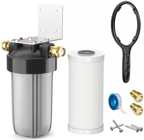 4-Stage Whole House Salt-Free Water Softener Alternative, Scale Prevention Water Filter with 3/4" Metal Ports, Compact 25K Gallons Capacity for Chlorine, Iron, Manganese, Sediment, Taste & Odor by Kintim