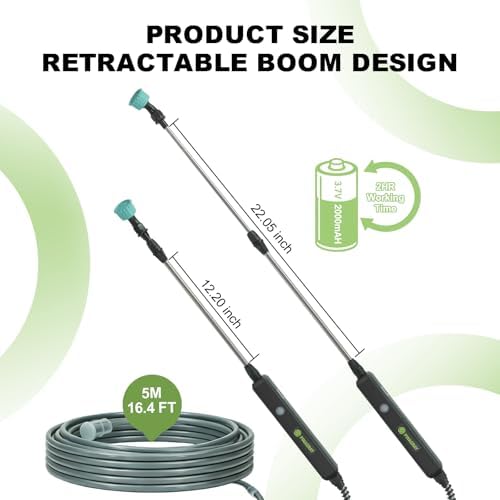 22.1'' Electric Sprayer Wand, Adjustable Nozzle, 16.4FT Hose, Upgrade Rechargeable Battery ensure Long Runtime, Lightweight Cordless Wand for Weed Control & Plant Watering - Image 2