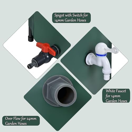 Portable Foldable Rainwater Harvesting Barrel with Filter Green Garden Water Storage Tank Rain Collector for Efficient Water Management(Green,380L) - Image 4