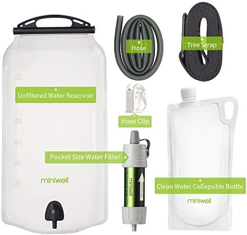 miniwell Gravity Water Filter Ultralight Multi-Purpose Hiking Accessories Optional Emergency kit TUV Certified Hurricane Storm Supplies (Water Filter with Water Tank - Image 3
