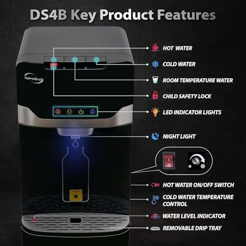 iSpring Bottleless Water Dispenser with Built-in 4-Stage Filtration, Hot/Cold/Room Temp, Self Cleaning, Stainless Steel, Model: DS4B - Image 6