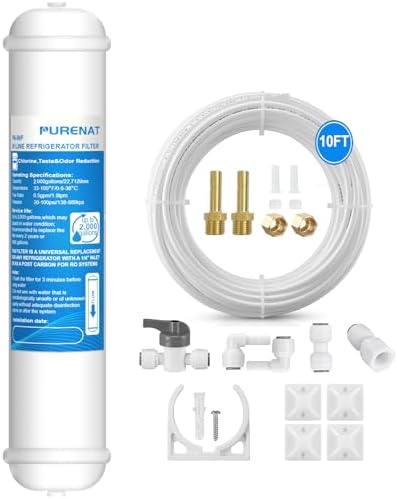 Inline Water Filter - With Fittings for Refrigerator & Ice Maker(1 Pack) by PURENATTUBINGANDFITTINGS