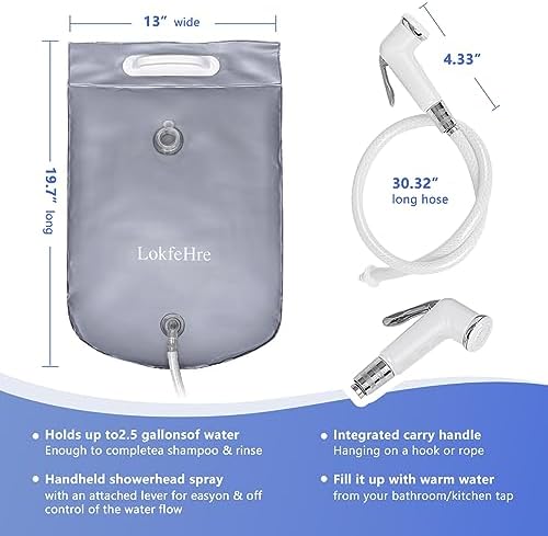 Bedside Shower Water Bag - 2.5 GL Portable Water Shower Bag For Hair Washing In Bed. Use with Inflatable Shampoo Basin, Inflatable Hair Washing Basin, Inflatable Bathtub For Elderly (Silver) - Image 3