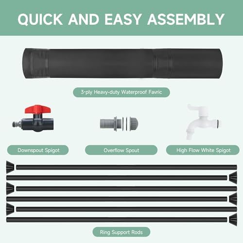Collapsible Rain Barrel Water Storage Containers-105 Gallon Portable Rainwater Collect System Water Tank to Collect Rainwater from Gutter Downspout Water Catcher with Spigots,Filter＆Overflow Kits - Image 5