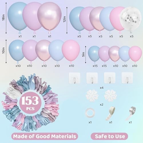 Amandir 153pcs Pink Purple Blue Balloons Arch Garland Kit Different Sizes - Image 5