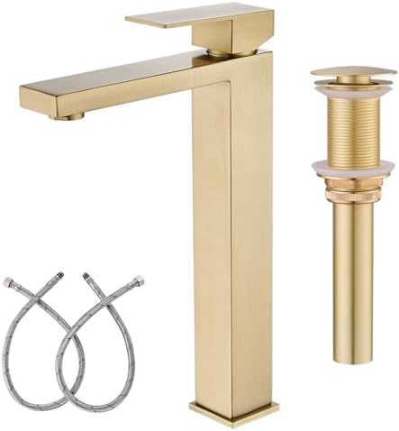 AVSIILE Brushed Gold Vessel Sink Faucet, 1 Hole Single Handle Tall Faucets by AVSIILE