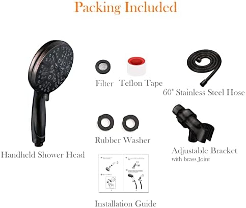 ORB High Pressure Shower Head with Handheld - Multifunctional High Flow Rain Showerhead with Extra 60" Long Hose and Adjustable Overhead Holder - Es la mejor regaderas para ducha (Oil Rubbed Bronze) - Image 6