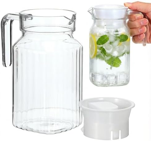 BESPORTBLE 20 oz Clear Plastic Pitcher with Lid and Handle, Water Jug by BESPORTBLE