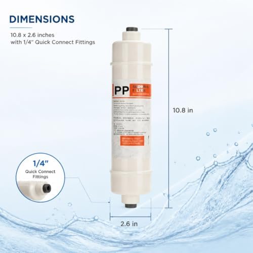2-Pack 10" PP Cotton Sediment Pre-Filter with 1/4" Quick-Connect, Inline Replacement Cartridge for RO System, Under Sink & Whole House Water Filtration - Image 2