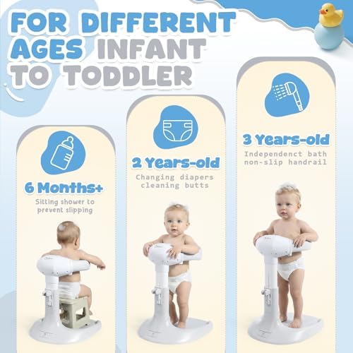 Orzbow Collapsible Baby Shower Stand with Chair, Adjustable Height, Gray - Image 6