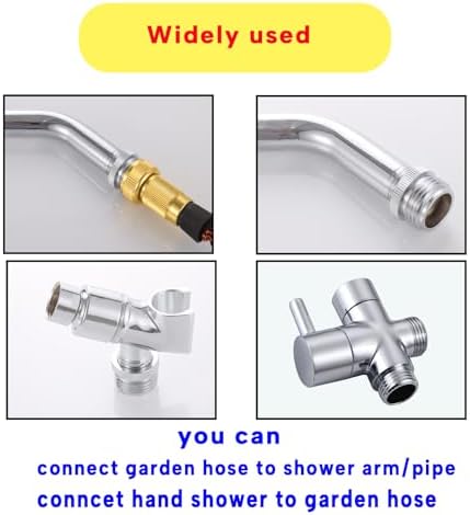 Ceaeso Garden Hose to Shower Valve/Arm Handshower/Shower Pipe Adapter,G1/2 Female to 3/4 GHT Male Garden Hose Adapter，Chrome Finished.… - Image 3