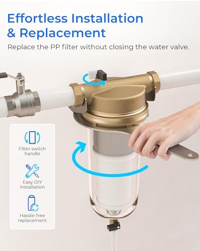 Waterdrop Mega Spin Down Sediment Filter, Reusable Whole House Water Filter System for City Water, Backwash Sediment Water Filter System, 100 Micron+5 Micron PP Filter, 1" MNPT + 3/4" FNPT, BPA Free - Image 5