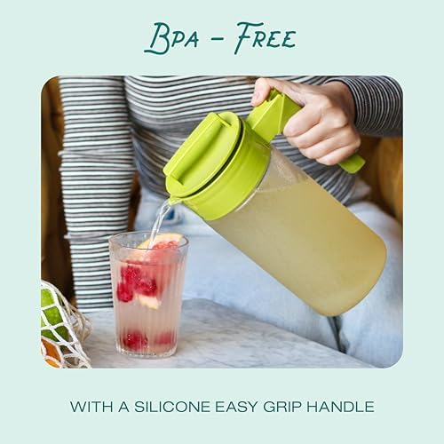 Takeya Airtight Pitcher - Durable BPA-Free Eastman Tritan Odor/Stain-Resistant Leakproof Lid for Iced Tea/Water Easy-Grip Silicone Handle Spill-Free Spout Fridge-Friendly Made in USA 2 Quart/Avocado - Image 6