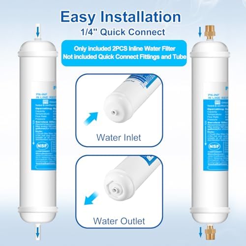 Inline Water Filter - 1/4"Push Connect for Refrigerator & Ice Maker(2 Pack) - Image 4